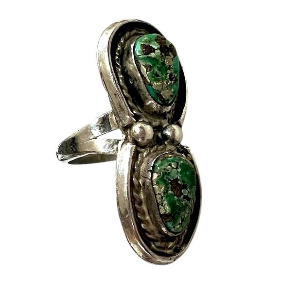 Vintage Navajo Sterling Silver Ring with Rare Royston Turquoise – Size 5.5 - Picture 4 of 7